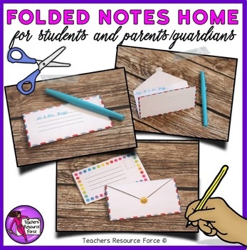 Folded notes home to parents | Teachers Resource Force