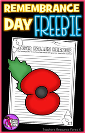 Remembrance day resource freebie