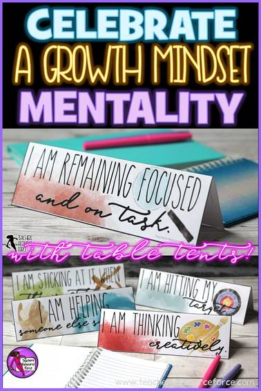 How to celebrate a growth mindset mentality in your classroom using motivational table tents @resourceforce