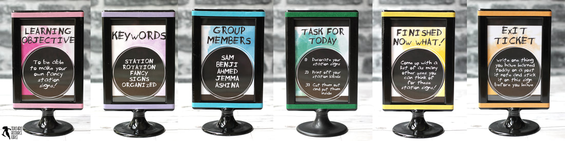 Fun center station signs for the secondary classroom! @resourceforce