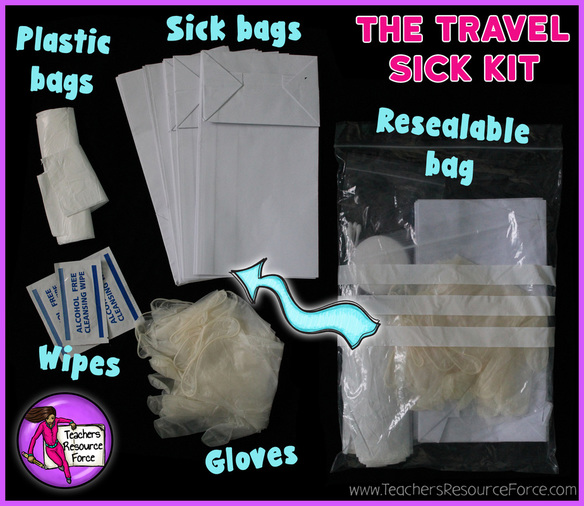Create your own travel sick kit for long coach journeys on school trips! www.teachersresourceforce.com
