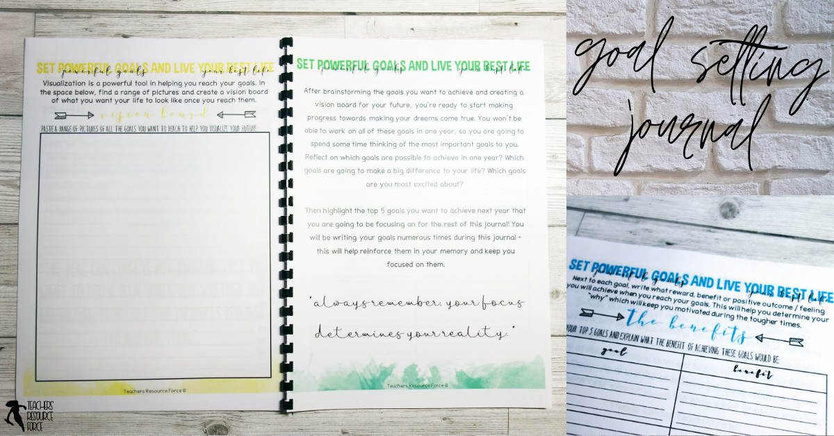 Goal setting journal for students to help find your why | Teachers Resource Force