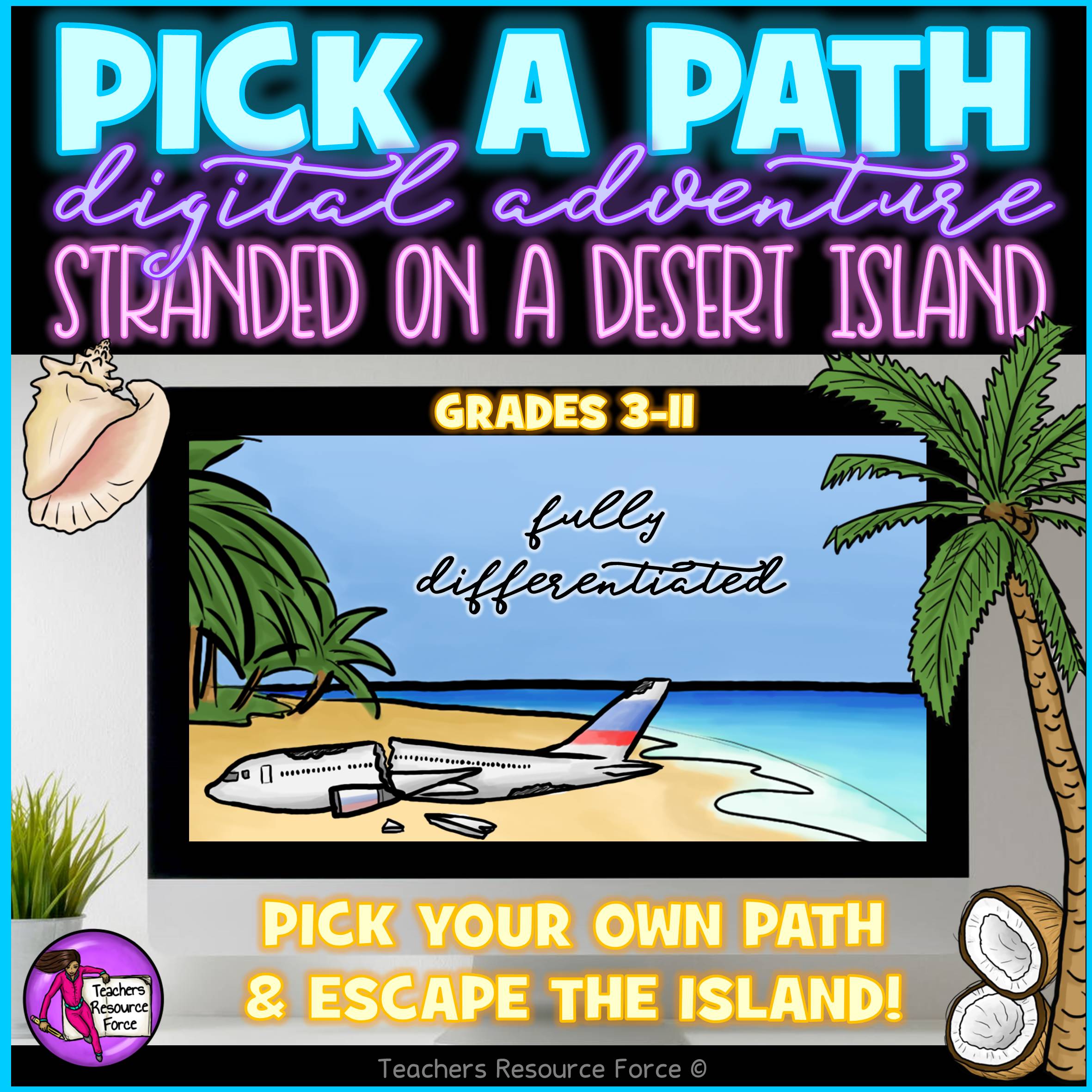 pick a path digital adventure escape room stranded on a desert island