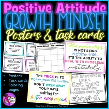 Positive attitude growth mindset posters and task cards | Teachers Resource Force