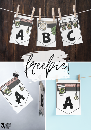 free coffee shop themed bunting for distance learning classroom decor backdrop
