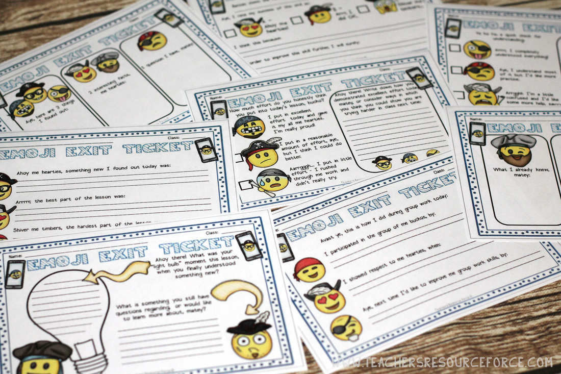 So, it's almost International Talk Like a Pirate Day, aye! 19th September is a day where we should all be talking like pirates apparently, savvy? Why not try these pirate themed exit tickets (in a cute emoji style, of course!)...
