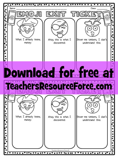 Download this Pirate Emoji Exit ticket for free at http://www.teachersresourceforce.com/blog/international-talk-like-a-pirate-day-in-the-classroom
